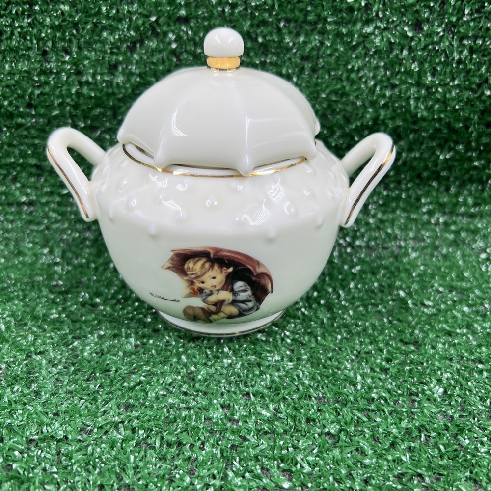 Danbury Mint MJ Hummel Collection Stormy Weather Porcelain Sugar Bowl & Lid